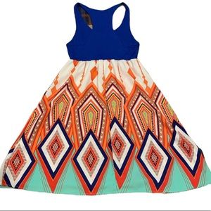 Geometric print colorful Razorback dress